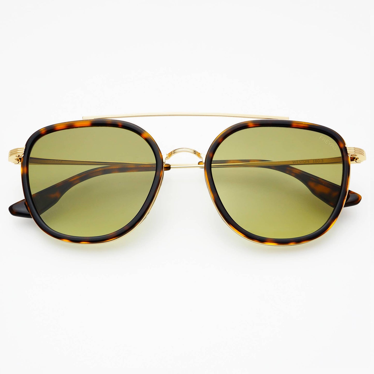 Weston Acetate Round Unisex Sunglasses - Tortoise / Fade Green
