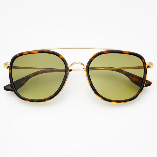 Weston Acetate Round Unisex Sunglasses - Tortoise / Fade Green