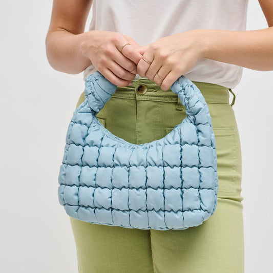 Radiance Quilted Puffer Nylon Crossbody: Sky Blue