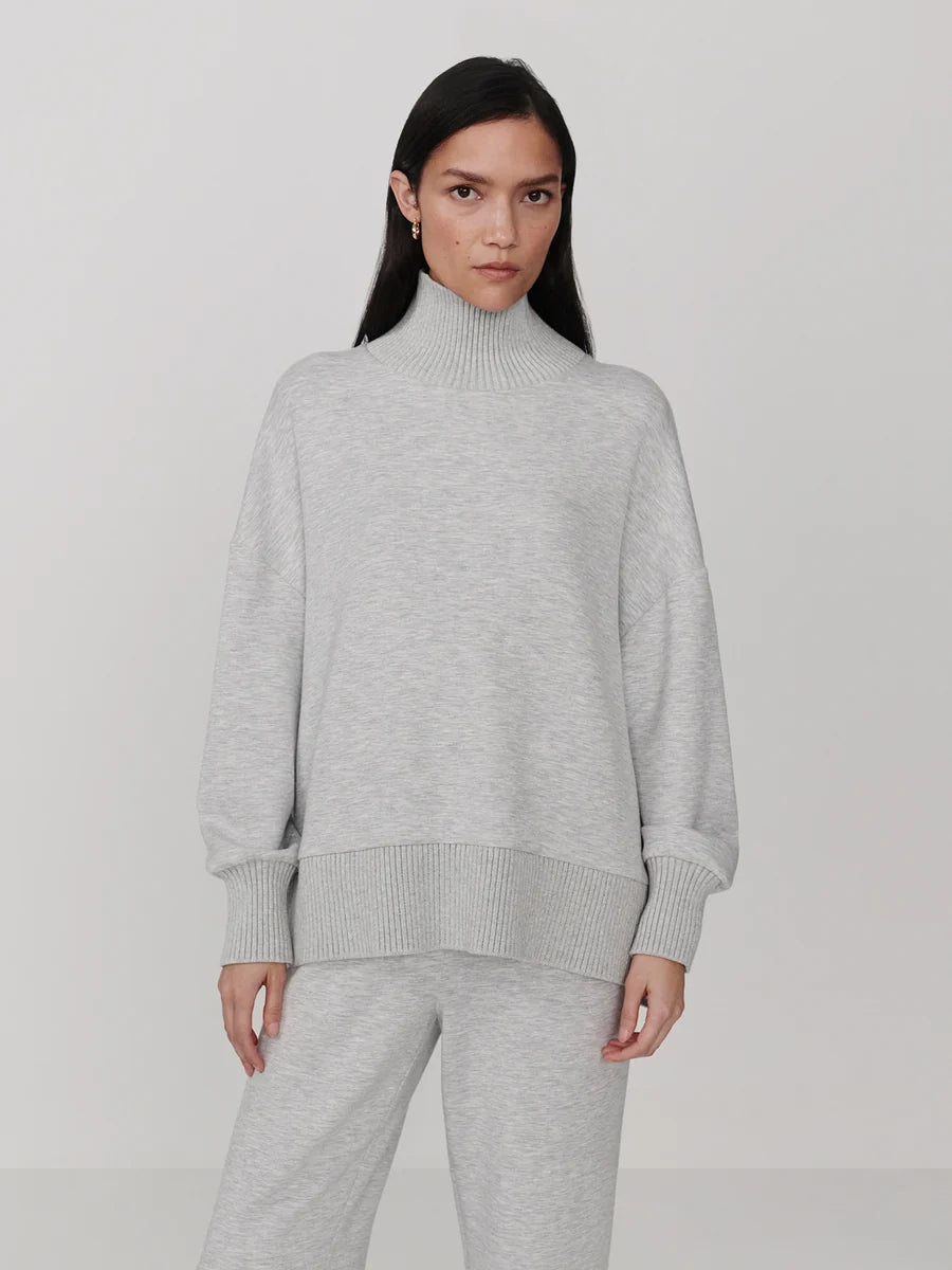 Barker High Neck Sweat -  Light Grey Marl