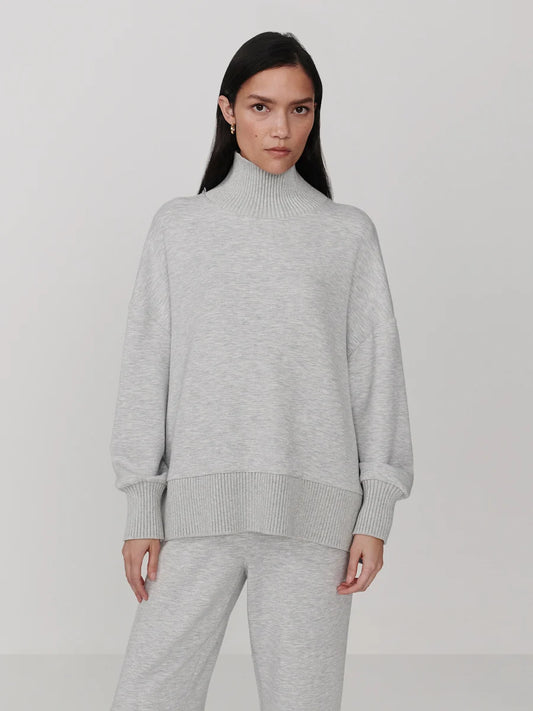 Barker High Neck Sweat -  Light Grey Marl