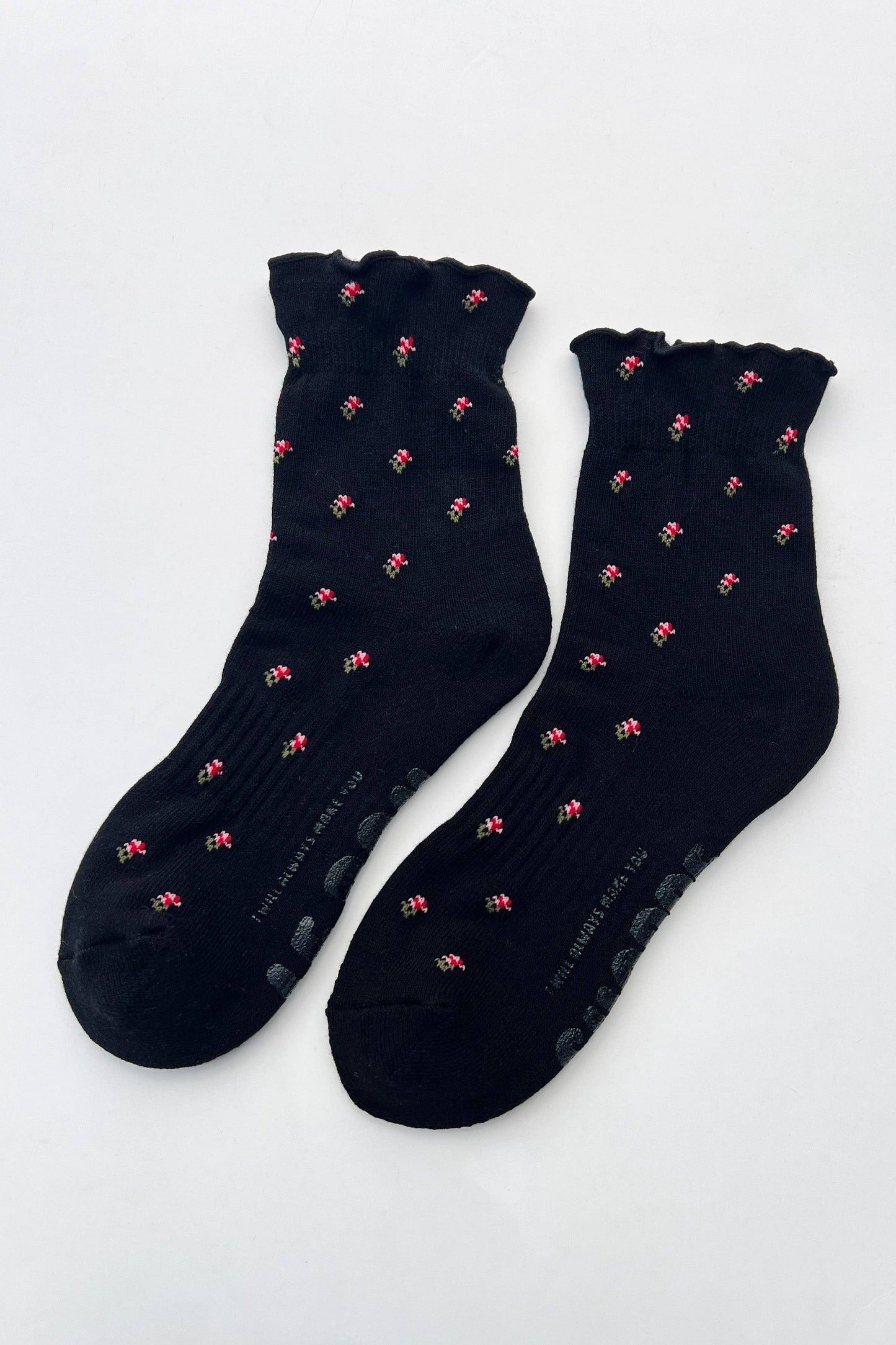 Petal Ruffled Hugger Crew Socks - Black Petal (COMING SHORTLY)