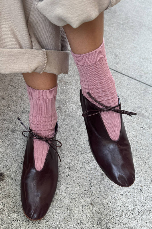 Her Socks Mercerized Combed Cotton Rib - Desert Rose