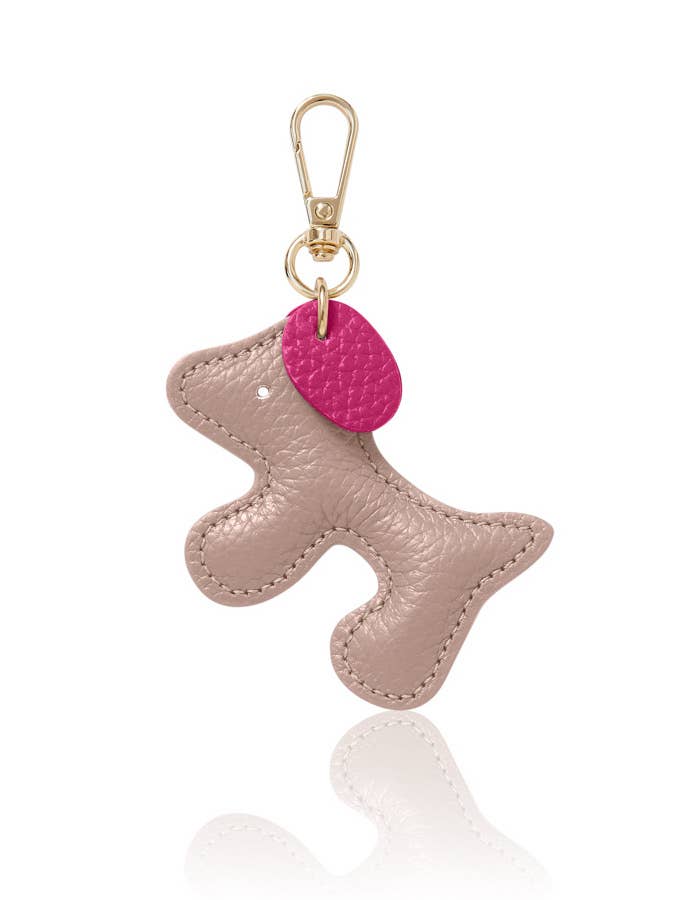 Dog Keyring Bag Charm - Smoke/Rose/Fushia