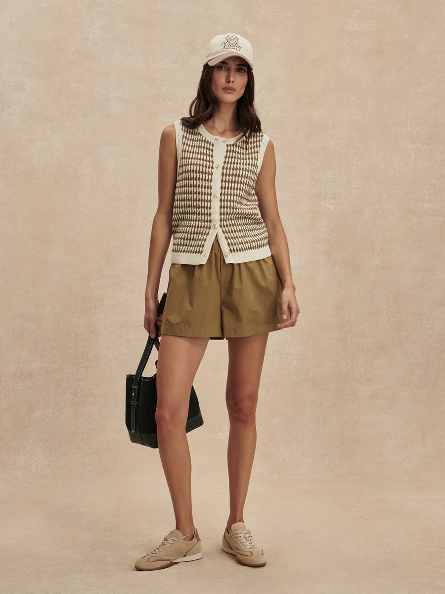 Aura Knit Top - Egret/ Golden Olive