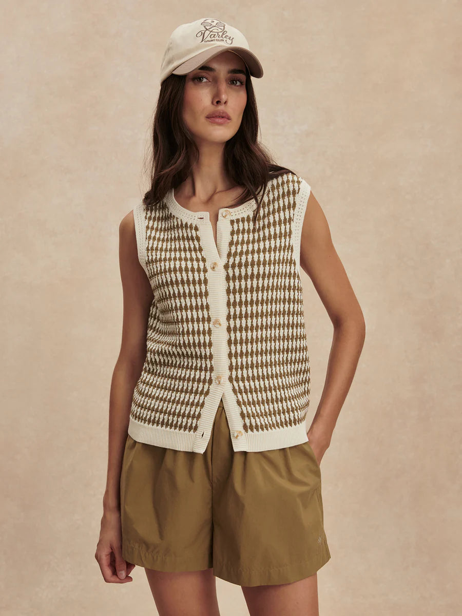 Aura Knit Top - Egret/ Golden Olive