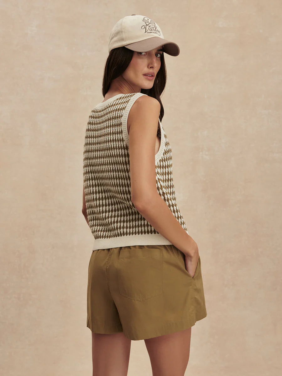 Aura Knit Top - Egret/ Golden Olive