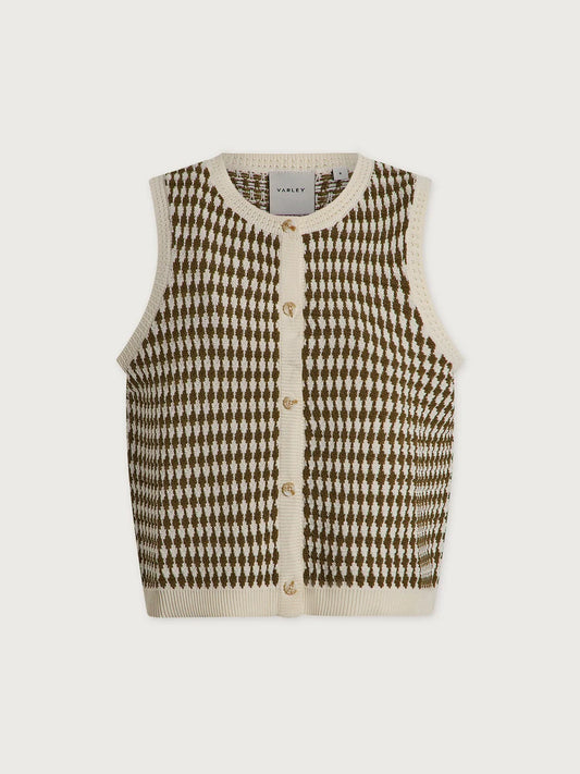 Aura Knit Top - Egret/ Golden Olive