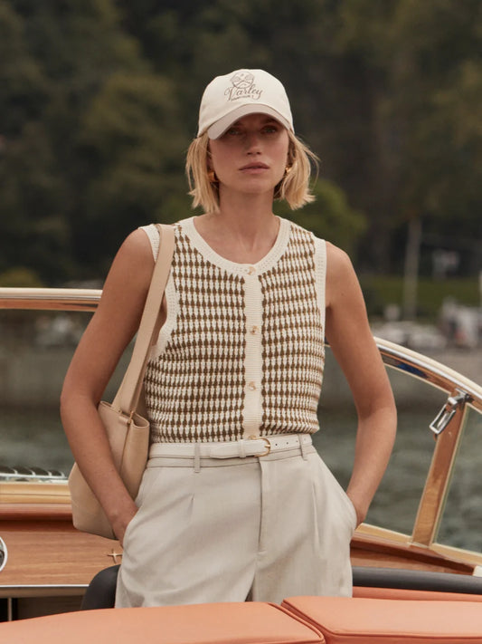 Aura Knit Top - Egret/ Golden Olive