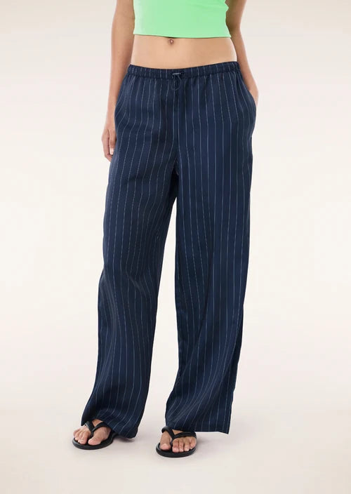 Balance Satin Pants - Dark Navy Pinstripe