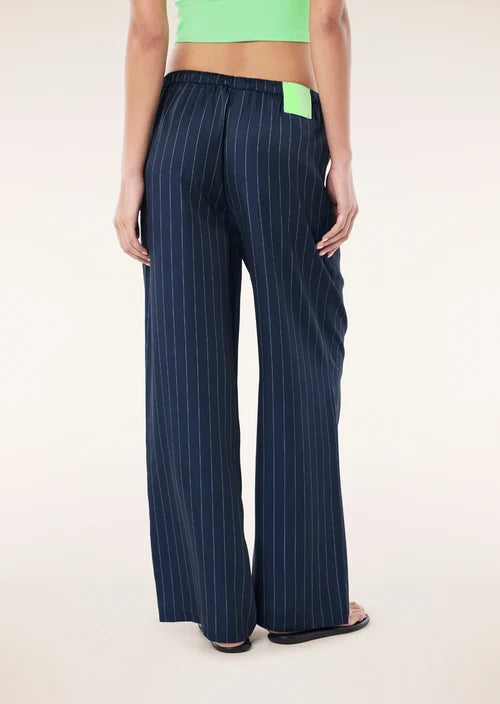Balance Satin Pants - Dark Navy Pinstripe