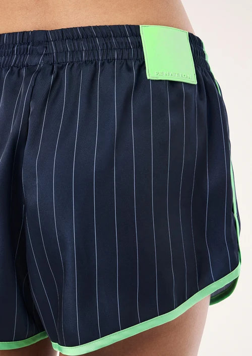 Balance Satin Shorts - Dark Navy Pinstripe