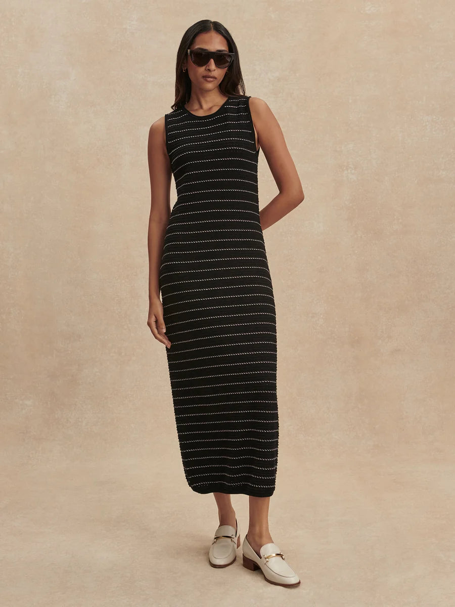 Beesley Stitch Knit Midi Dress - Black