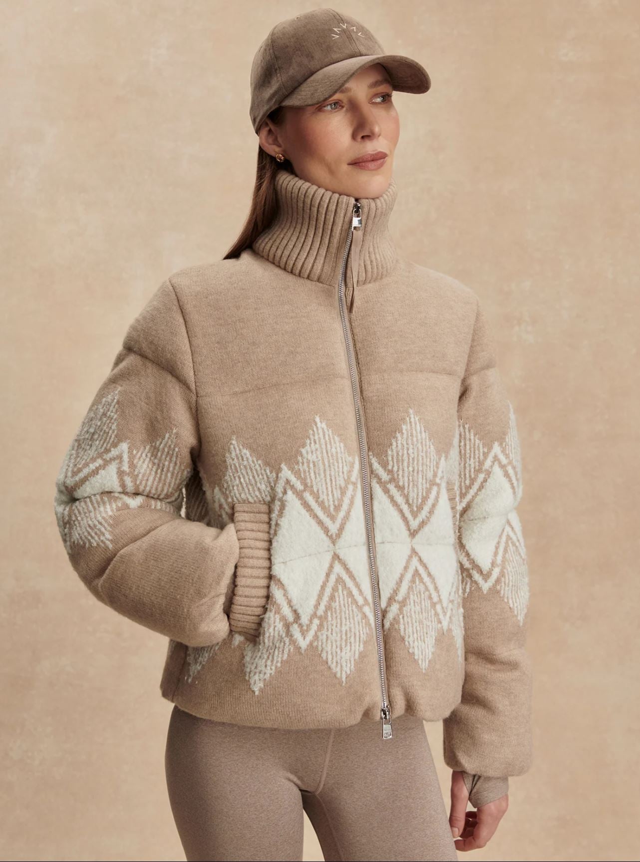Belinda Knit Puffer - Light Taupe