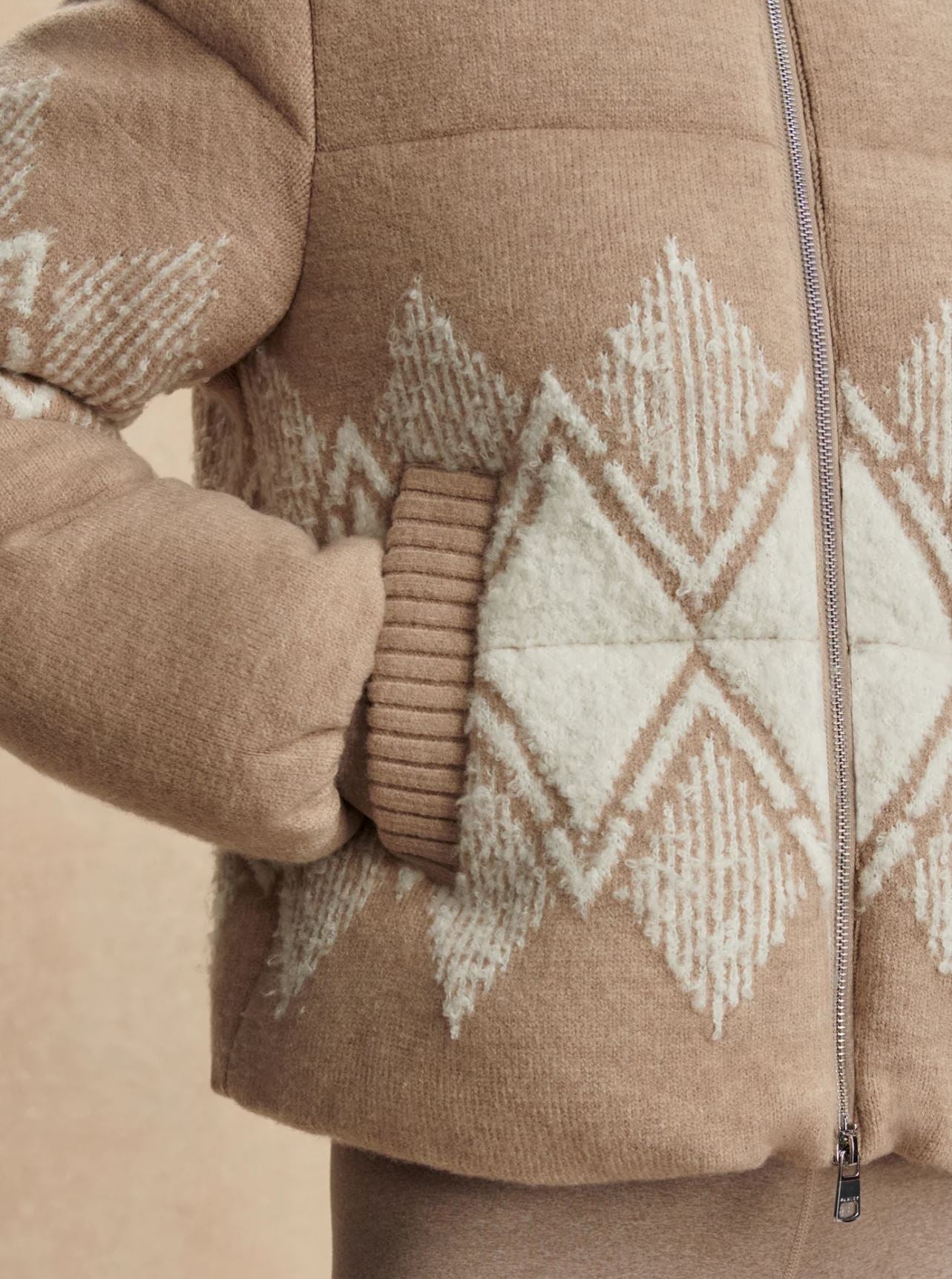 Belinda Knit Puffer - Light Taupe