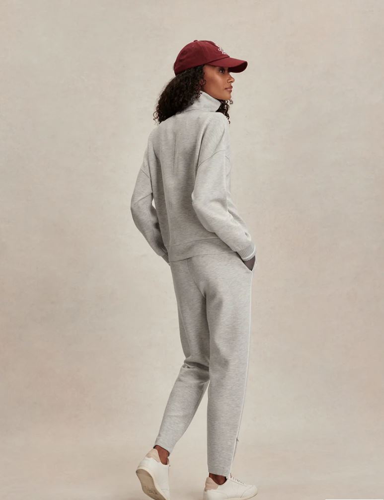 Bertie Half Zip Sweat - Light Grey Marl