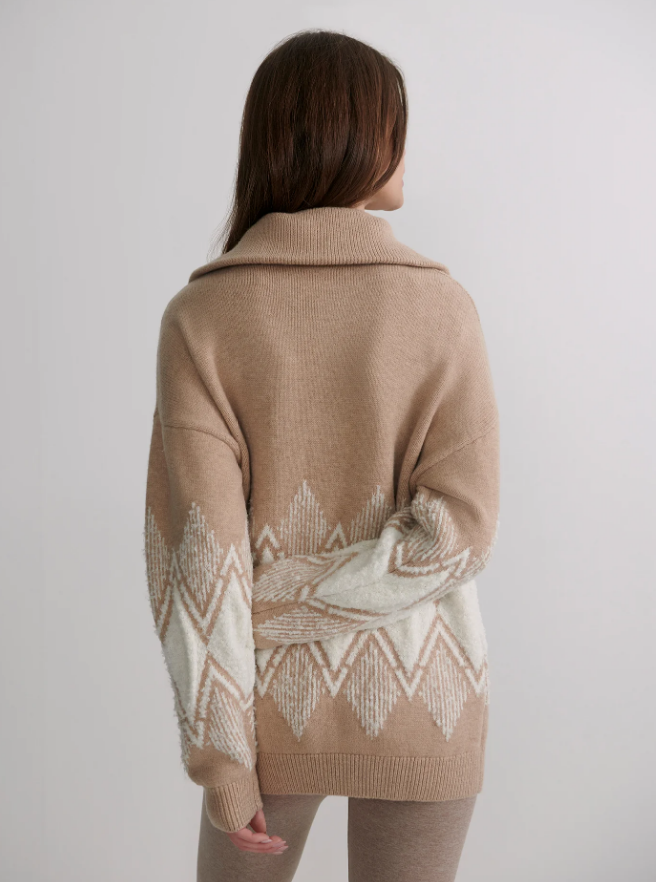 Betty Jacquard Half Zip -  Light Taupe