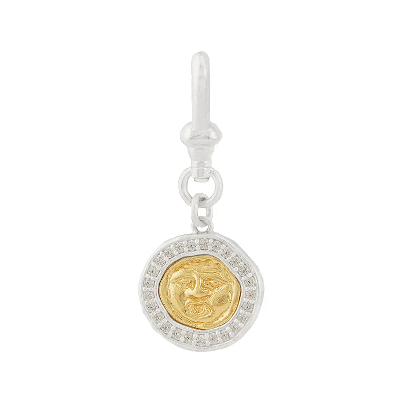 Lugarni Charm Pendant with Zircon - 18K Gold Plated (Chain Not Included)
