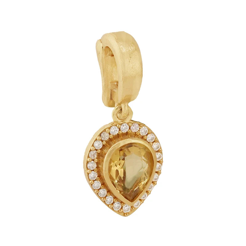 Columbia Charm Pendant in Citrine - 18K Gold Plated (Chain not included)