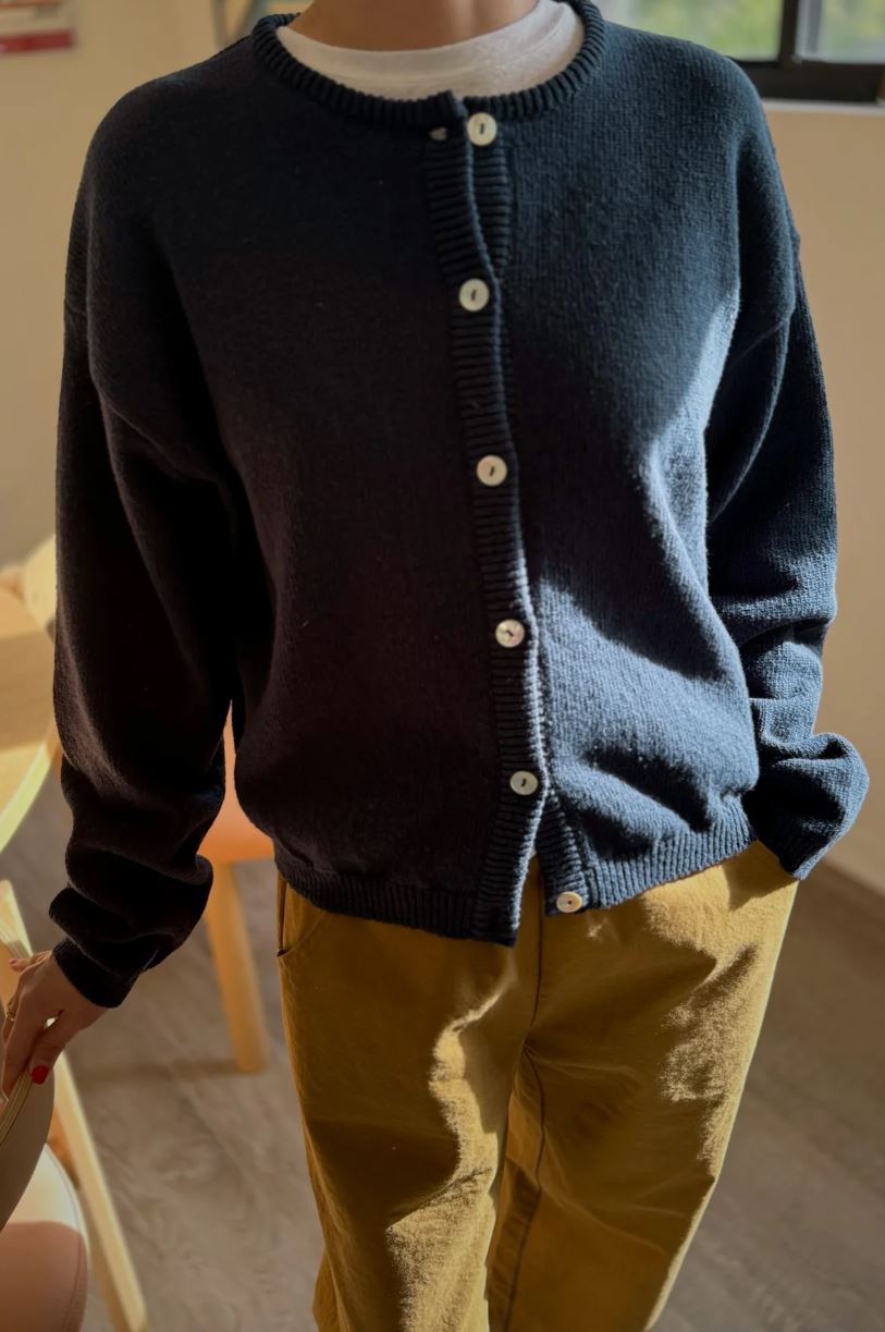 Cotton Leila Cardigan - Navy