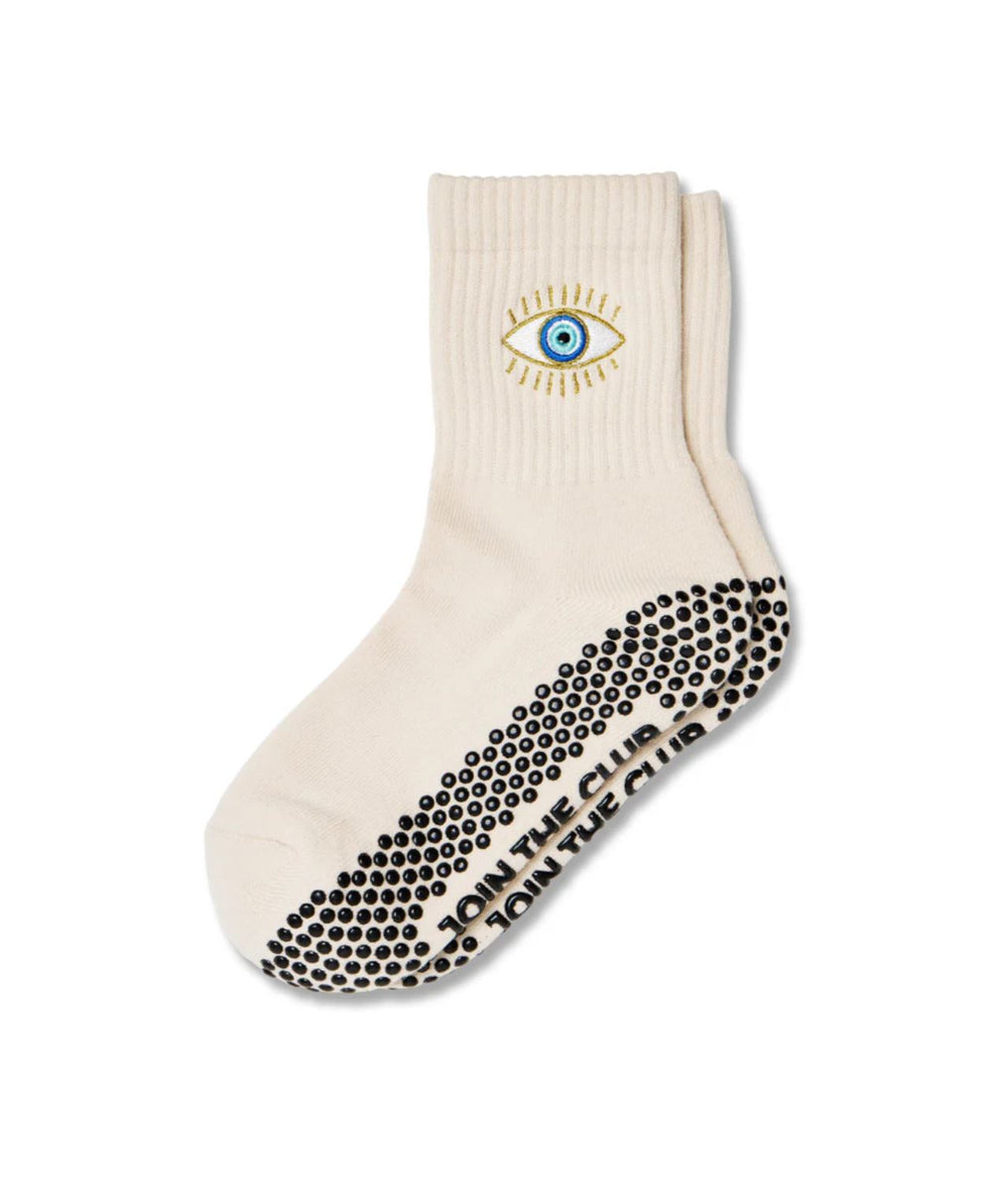 Evil Eye Pilates Grip Sock - Beige
