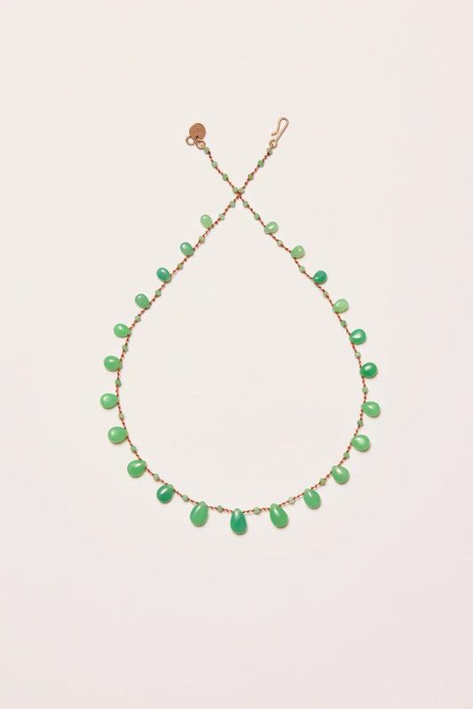 Evergreen Drops and Beads Necklace - Chrysoprase
