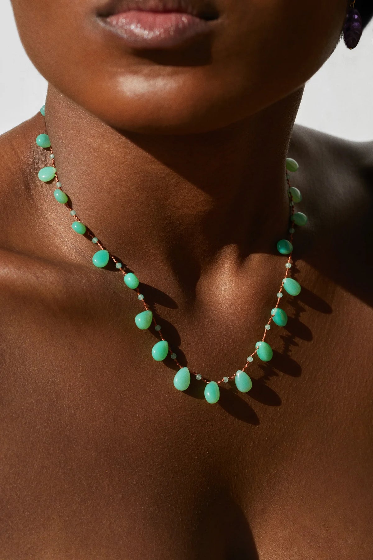 Evergreen Drops and Beads Necklace - Chrysoprase