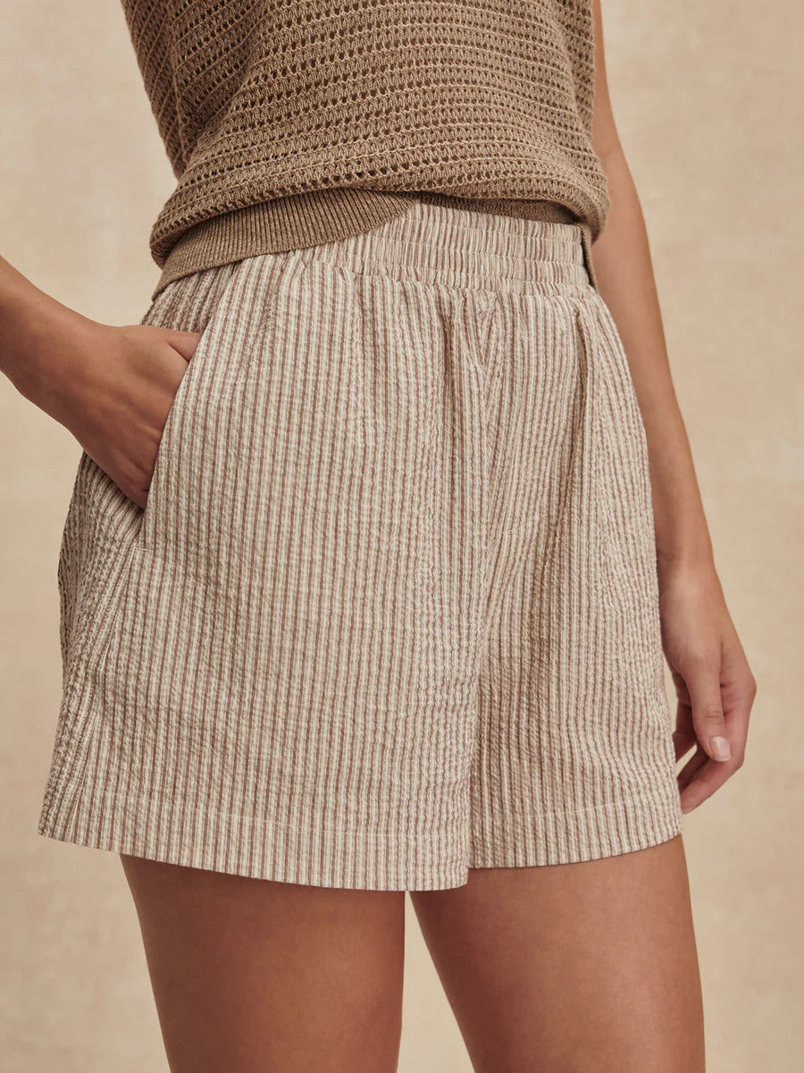 Darina Shorts 4" - Birch Taupe Stripe