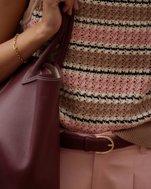 Deeley Stripe Stitch Tank -  Warm Taupe / Mellow Rose