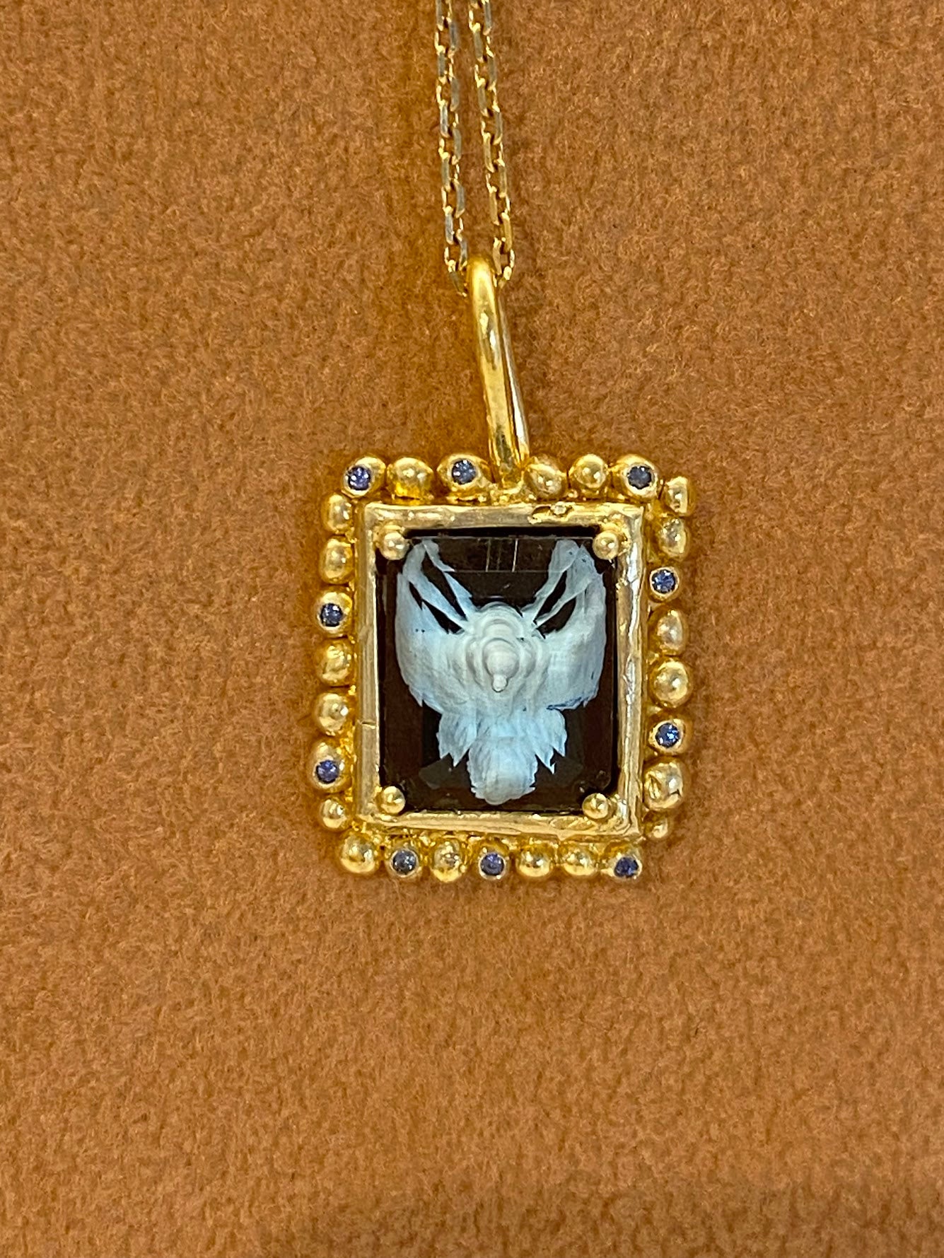 Vermeil 24K Quartz Dove Pendant Necklace