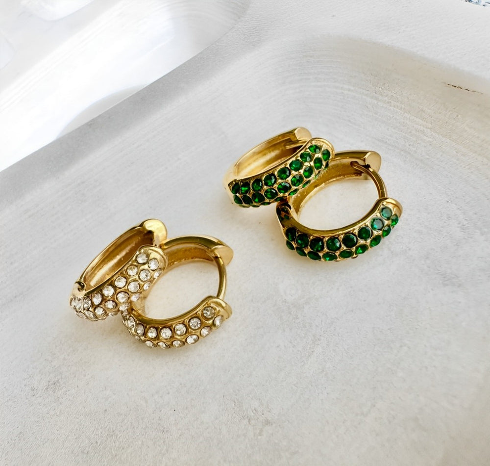 Gravitate Gold Hoop Earrings - Emerald