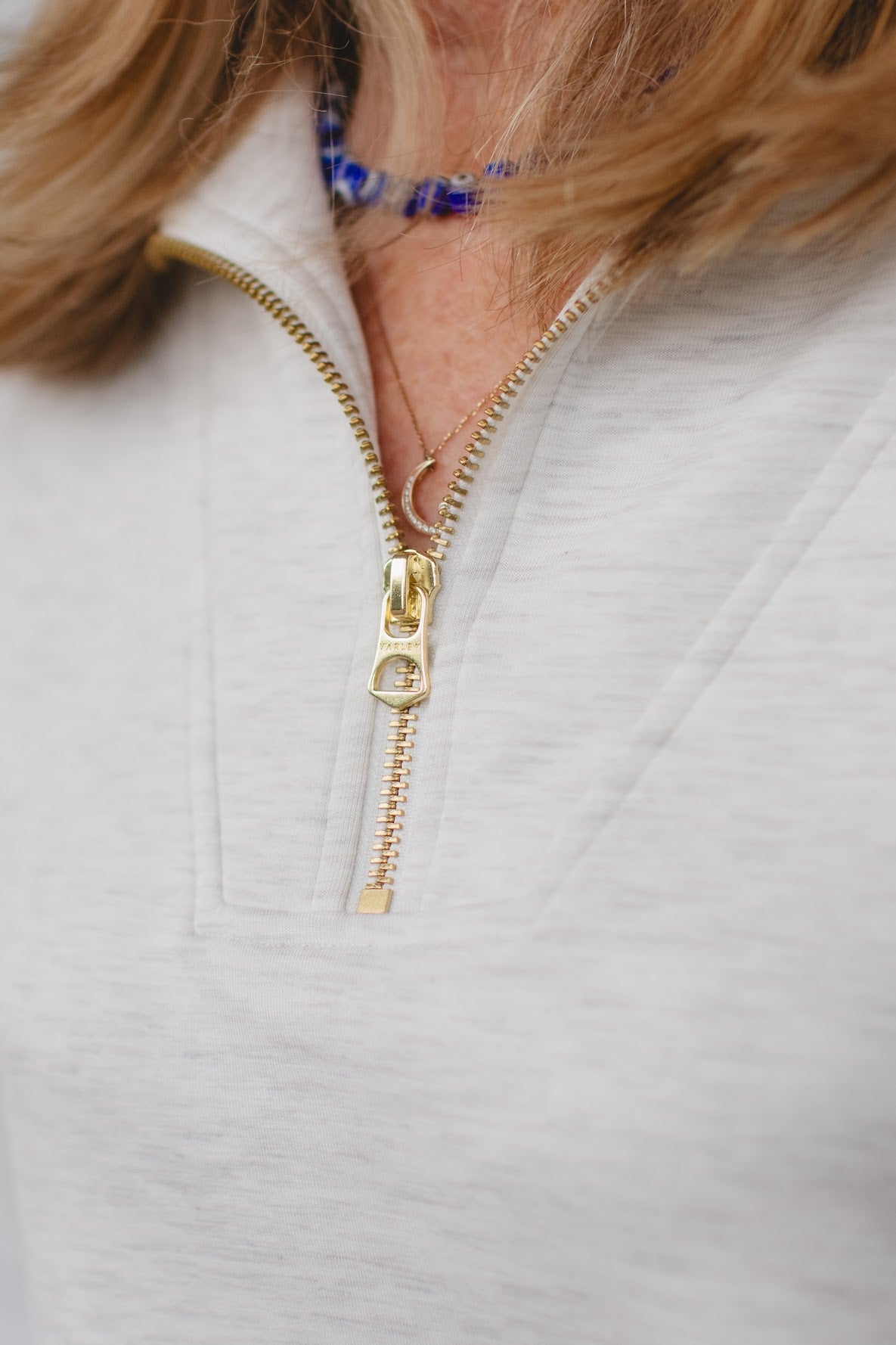 Hawley Half Zip Sweat - Ivory Marl