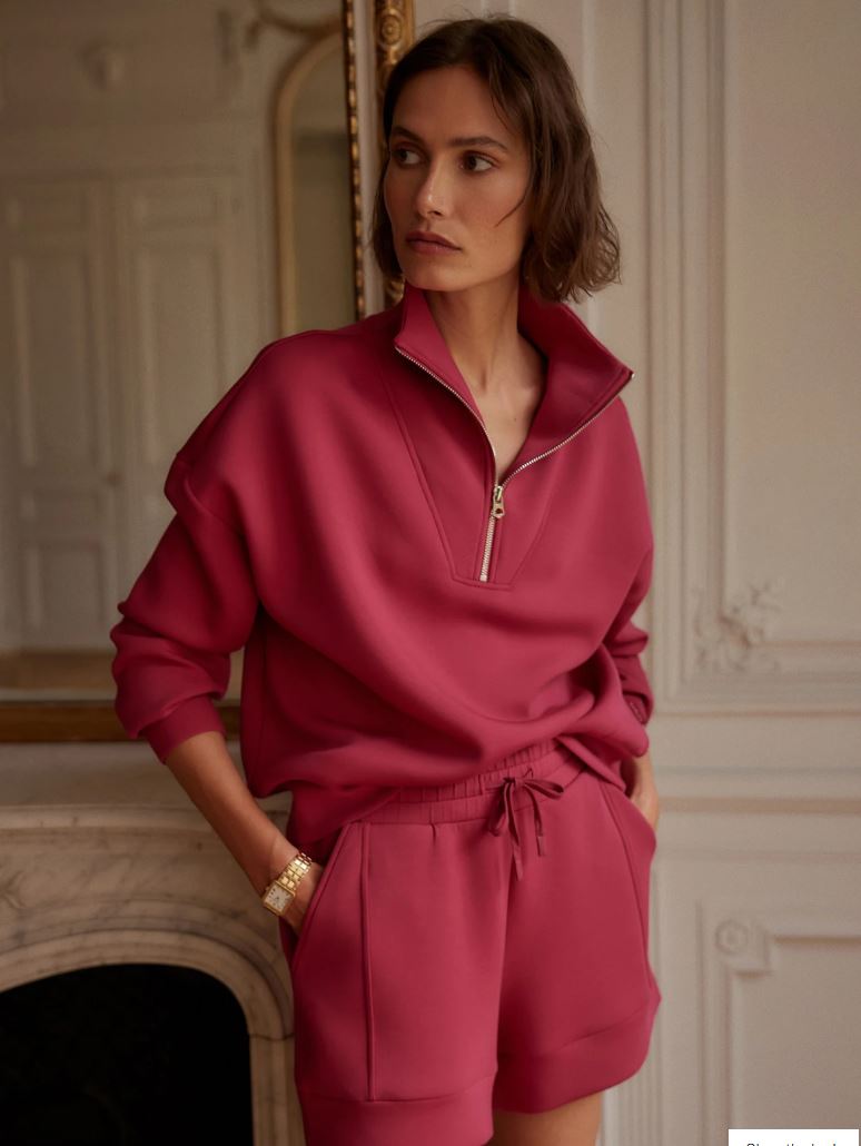 Hawley Half Zip Sweat - Rich Raspberry