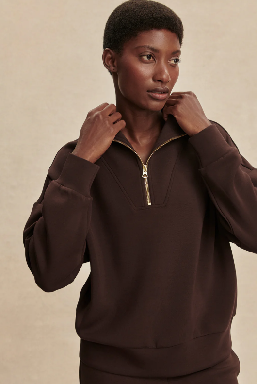 Hawley Half Zip Sweat - Coffee Bean