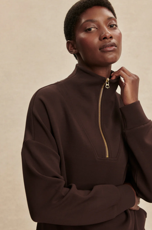 Hawley Half Zip Sweat - Coffee Bean
