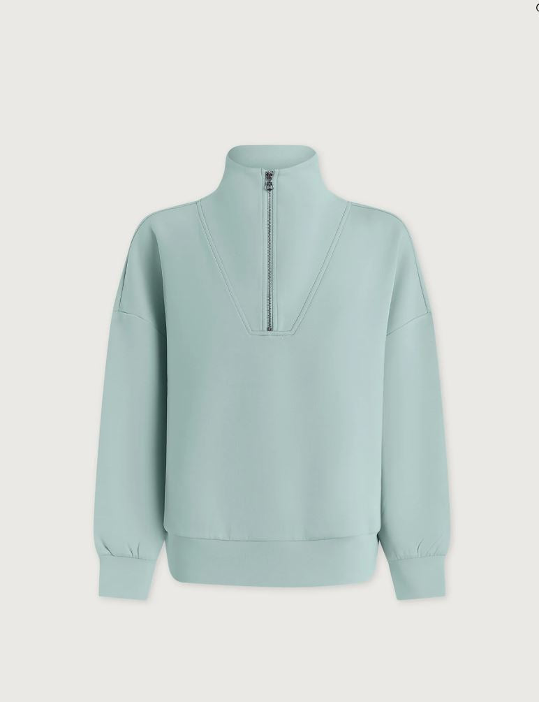 Hawley Half Zip Sweat - Porcelain Blue