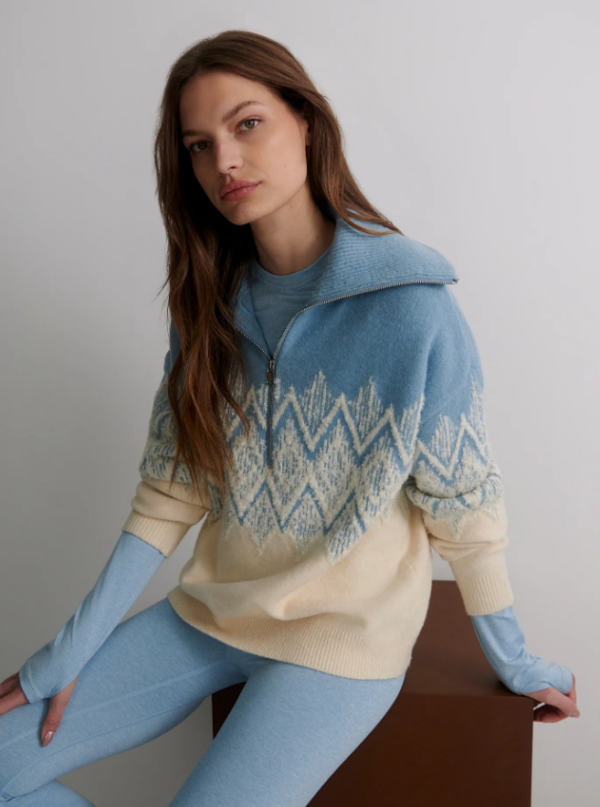 Hedda Fairisle Half Zip - Ashley Blue