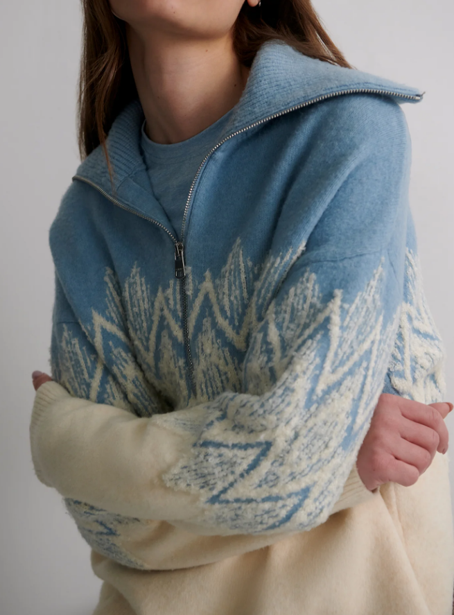 Hedda Fairisle Half Zip - Ashley Blue