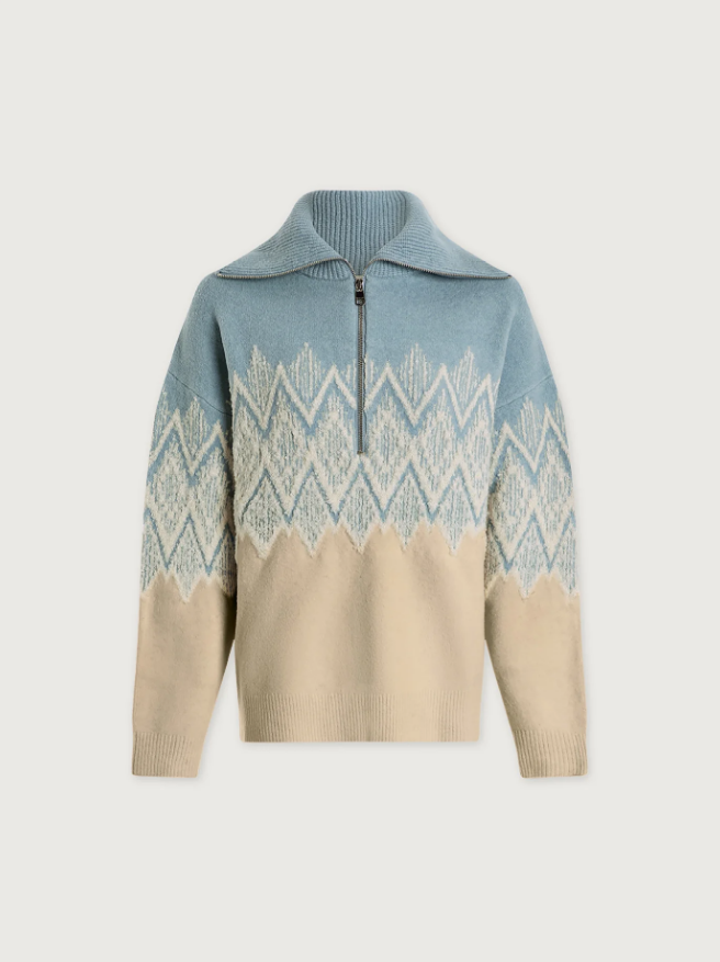 Hedda Fairisle Half Zip - Ashley Blue