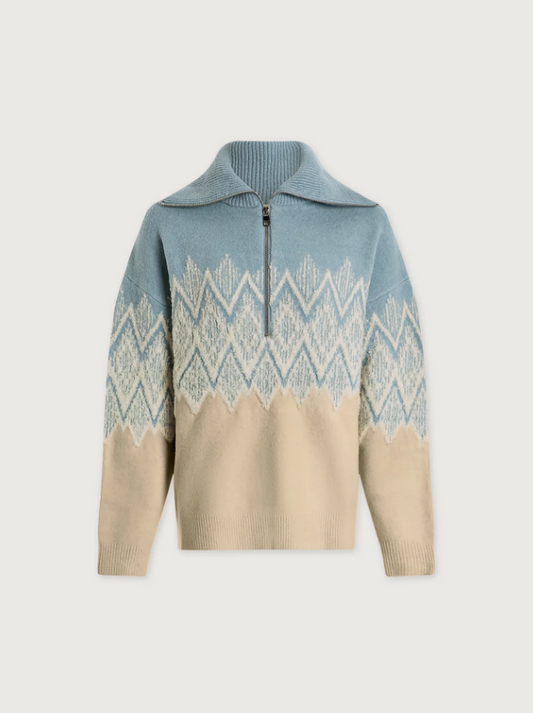 Hedda Fairisle Half Zip - Ashley Blue