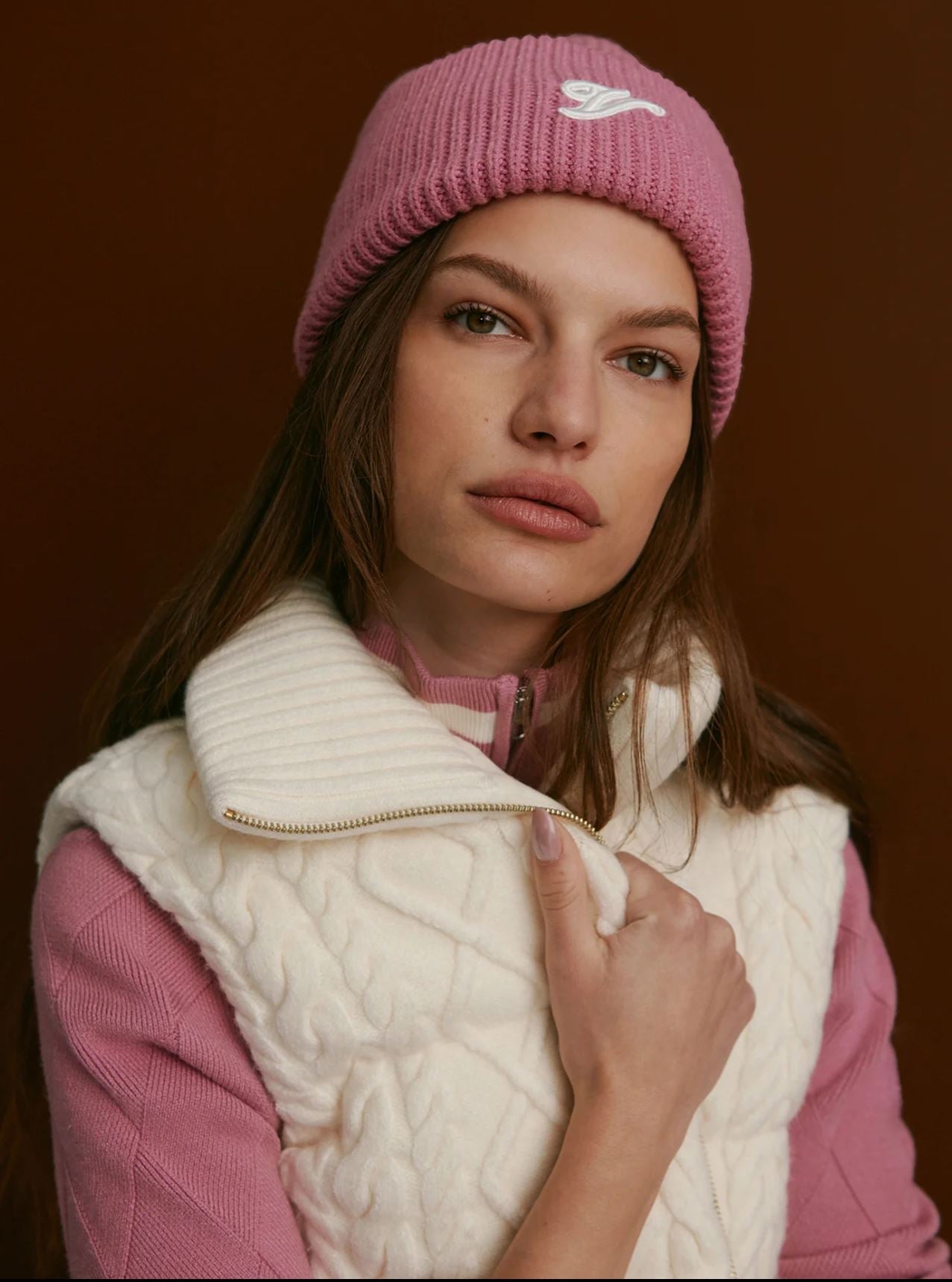 Irina Cable Knit Gilet - Egret