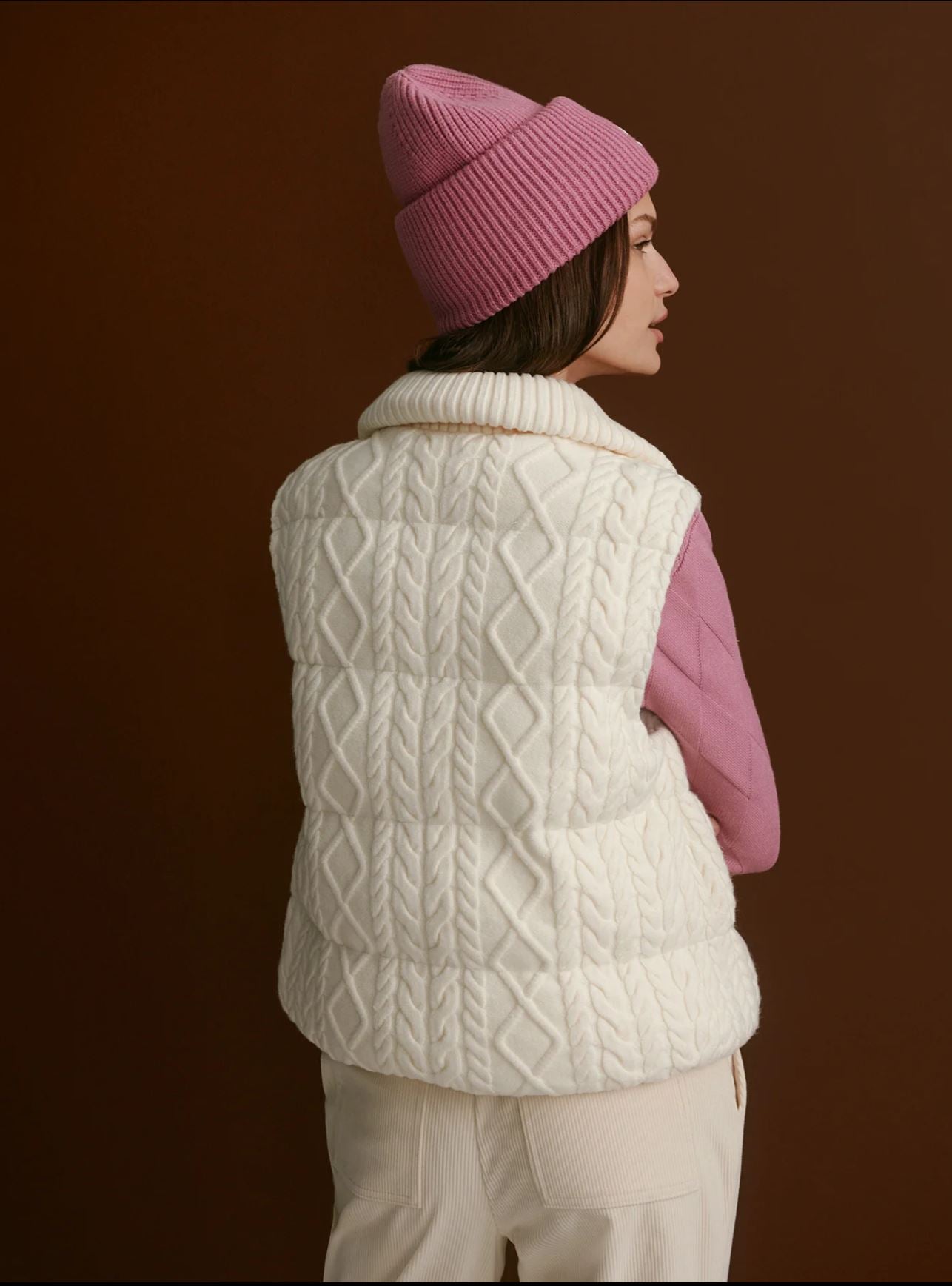 Irina Cable Knit Gilet - Egret
