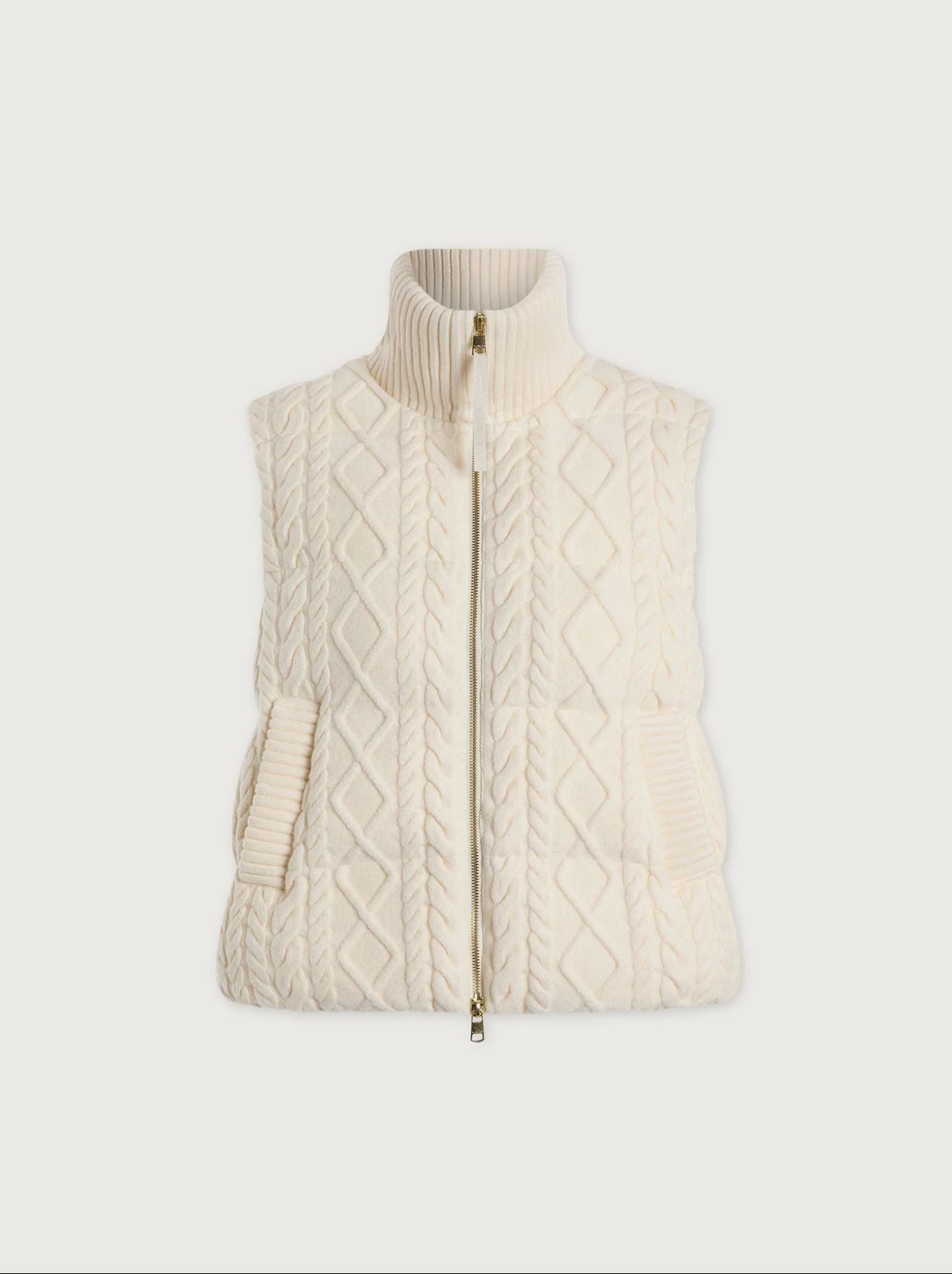 Irina Cable Knit Gilet - Egret