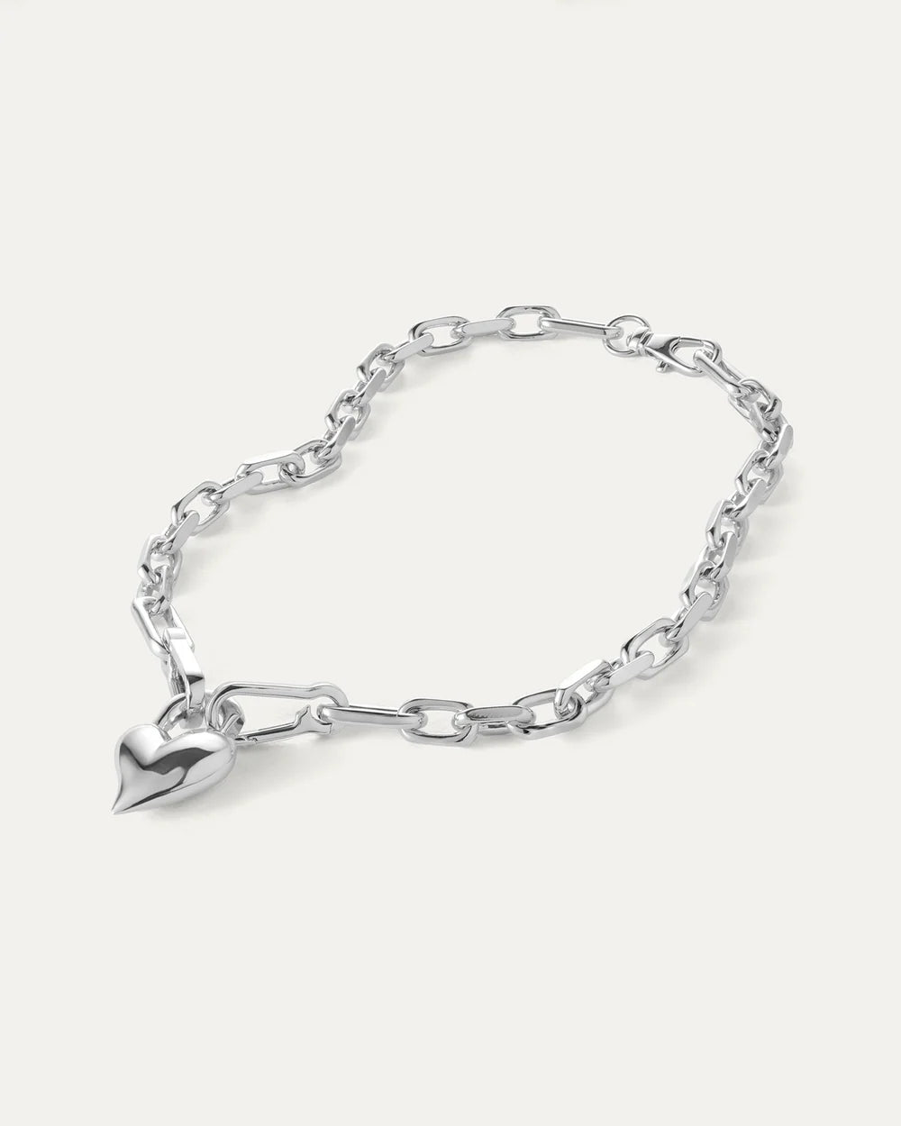 Padlock Heart Pendant Necklace - Silver