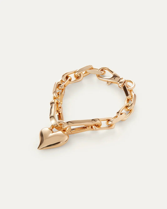 Padlock Heart Chain  Bracelet - Gold