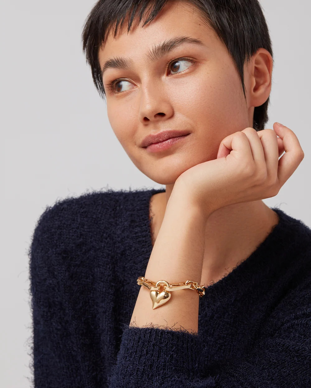 Padlock Heart Chain  Bracelet - Gold