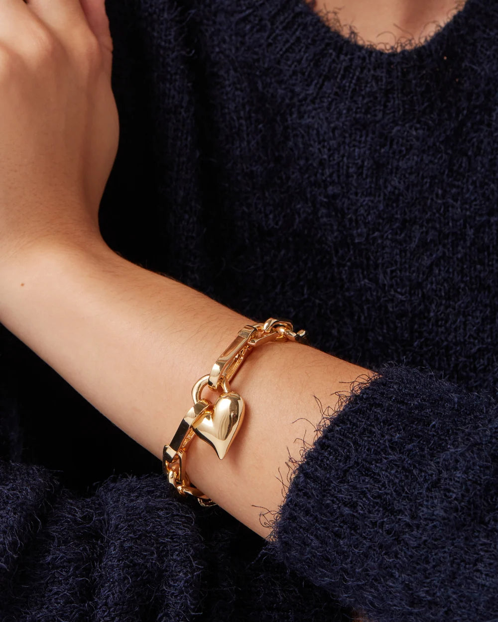 Padlock Heart Chain  Bracelet - Gold
