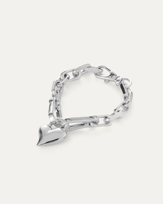 Padlock Heart Chain  Bracelet - Silver