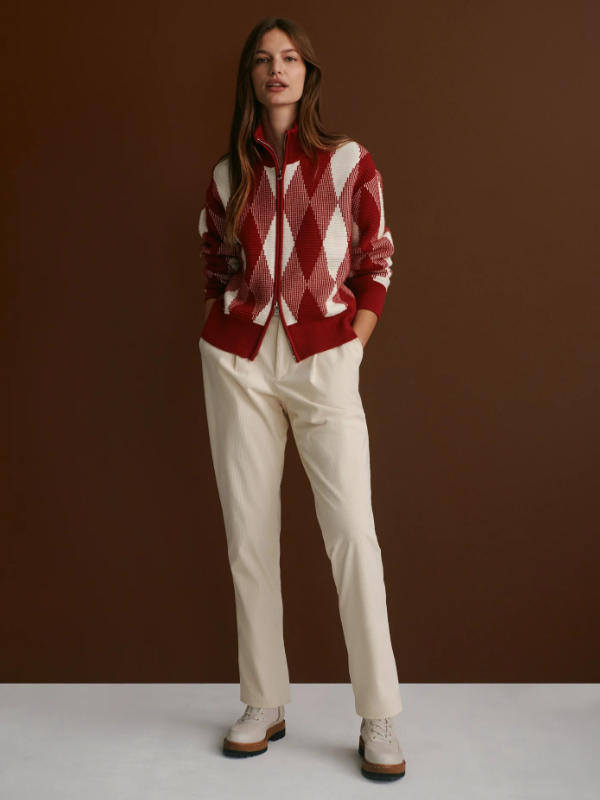 Karina Jacquard Knit Jacket - Red Dahlia