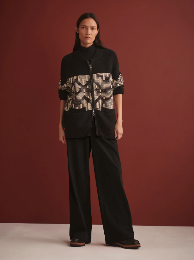 Linnea Fairisle Knit Jacket -  Black